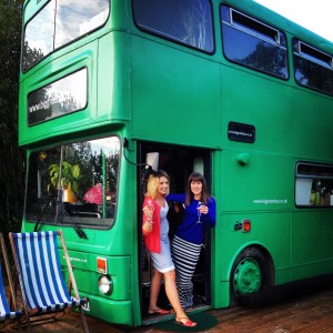 Posing outside the Big Green Bus