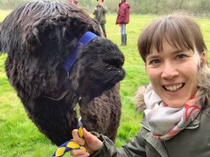 A selfie with alpaca Whisky Joe.