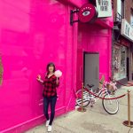 Me outside Eye Candy in Toronto with candyfloss.