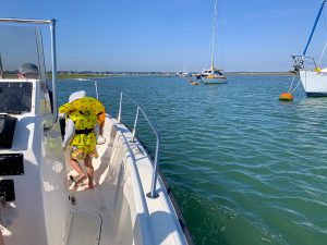 On the way by boat to Hurst spit