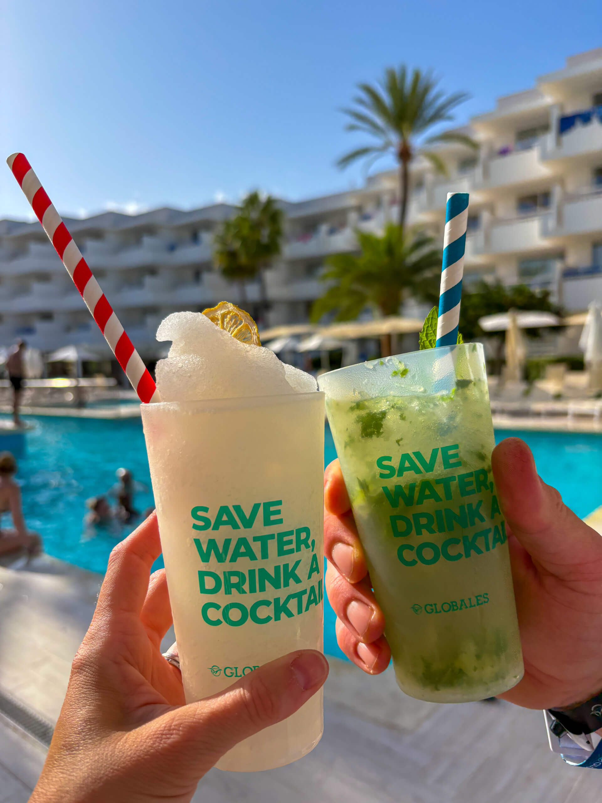 Cocktails by the pool at Globales Cala Bona, Majorca